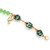 Pulsera de eslabones de cerámica con detalles dorados - Pulsera de cerámica verde y enlace de cristal de acento de oro de 14k