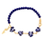 Gold-accented ceramic link bracelet, 'My Cobalt Blue Romance' - Gold-Accented Blue Ceramic and Crystal Link Heart Bracelet