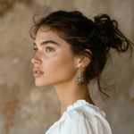 Gold-accented ceramic and crystal dangle earrings, 'Joyous Hats' - Traditional Hat-Themed Ceramic and Crystal Dangle Earrings