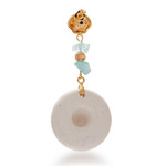 Gold-accented ceramic and crystal dangle earrings, 'Joyous Hats' - Traditional Hat-Themed Ceramic and Crystal Dangle Earrings