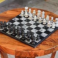 Featured review for Marble chess set, Check in Gray