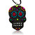 Art glass pendant necklace, 'Underworld Class' - Day of the Dead-Themed Colorful Art Glass Pendant Necklace