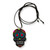Art glass pendant necklace, 'Underworld Class' - Day of the Dead-Themed Colorful Art Glass Pendant Necklace