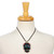 Art glass pendant necklace, 'Underworld Class' - Day of the Dead-Themed Colorful Art Glass Pendant Necklace