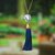 Gold-accented ceramic pendant necklace, 'Talavera Elegance' - Talavera Blue Ceramic Pendant Necklace with Gold Accents