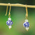 Gold-accented ceramic dangle earrings, 'Talavera Sparks' - Artisan-Made Talavera-Themed Gold-Accented Dangle Earrings