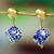 Gold-plated ceramic dangle earrings, 'Glorious Dimension' - Traditional Ceramic Cube Dangle Earrings with Golden Beads