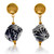Gold-plated ceramic dangle earrings, 'Glorious Dimension' - Traditional Ceramic Cube Dangle Earrings with Golden Beads