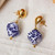 Gold-plated ceramic dangle earrings, 'Glorious Dimension' - Traditional Ceramic Cube Dangle Earrings with Golden Beads