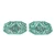 Ceramic dessert plates, 'Mexican Blooms' (pair) - 2 Floral-Themed Green Talavera Style Ceramic Dessert Plates