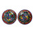 Ceramic dessert bowls, 'Mexican Fiesta' (pair) - Pair of Colorful Talavera-Style Floral Ceramic Dessert Bowls