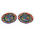 Ceramic dessert plates, 'Mexican Fiesta' (pair) - 2 Ceramic Floral Dessert Plates Crafted in Talavera Style