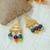 Gold-plated amethyst and agate filigree dangle earrings, 'Jewels of Spring' - 14k Gold-Plated Colorful Multi-Gemstone Filigree Earrings