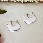 Minimalist Polished Taxco Silver Hoop Earrings from Mexico, 'Timeless Radiance'