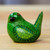 Wood alebrije figurine, 'Mockingbird of Luck' - Hand-Painted Green Copal Wood Mockingbird Alebrije Figurine