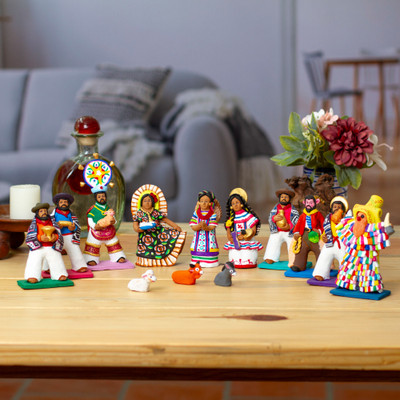 Ceramic sculpture, 'Guelaguetza Festival' (13 pieces) - 13-Piece Sculpture Set of Mexican Guelaguetza Festival