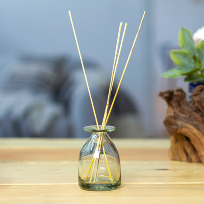 Handblown glass incense holder, 'Soothing Vibes' - Eco-Friendly Handblown Recycled Glass Incense Holder