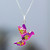 Natural flower pendant necklace, 'Pink Hummingbird' - Natural Flower Resin Silver Hummingbird Pendant Necklace