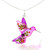 Natural flower pendant necklace, 'Pink Hummingbird' - Natural Flower Resin Silver Hummingbird Pendant Necklace