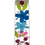Natural flower drop earrings, 'Rectangular Glam' - Rectangular Drop Earrings with Resin-Coated Natural Flowers