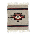 Zapotec wool table mat, 'Diamond of Heritage' - Artisan-Made Zapotec Diamond-Patterned 100% Wool Table Mat