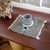 Zapotec wool table mat, 'Diamond of Harmony' - Diamond-Patterned Dark Grey and Green 100% Wool Table Mat