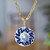 Gold-plated ceramic pendant necklace, 'Endless Blue' - Hand-Painted Talavera 14k Gold-Accented Pendant Necklace (image 2) thumbail