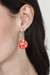 Ceramic dangle earrings, 'Leafy Love' - Handmade Romantic Red Ceramic Dangle Earrings from Mexico