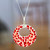 Ceramic pendant necklace, 'Leafy Love' - Fair Trade Romantic Red Ceramic Pendant Necklace from Mexico (image 2) thumbail