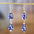 Ceramic dangle earrings, 'Thriving Dew' - Drop-Shaped Ceramic and Sterling Silver Dangle Earrings