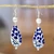 Pendientes colgantes de cerámica - Pendientes de cerámica azul en forma de gota floral de México