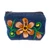 Embroidered cotton coin purse, 'Bloom of Autumn' - Blue and Ginger Floral Embroidered 100% Cotton Coin Purse