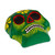 Ceramic wall art, 'Face of the Mystic Underworld' - Day of the Dead Floral-Themed Green Skull Ceramic Wall Art