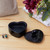 Marble decorative box, 'My Heart is Yours' - Heart-Themed Carved Black Marble Decorative Jewelry Box