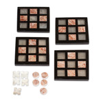 Onyx and marble coaster and tic-tac-toe set, 'Fun Hosting' (set of 4) - Modern Onyx Marble Coasters and Tic-Tac-Toe Game (Set of 4)