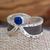 Lapis lazuli cocktail ring, 'Modern Contrast' - Modern Oxidized Polished Lapis Lazuli Silver Cocktail Ring