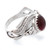 Garnet cocktail ring, 'Crimson Chic' - Garnet Sterling Silver Cocktail Ring with Leaf Accents