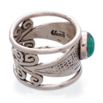 Turquoise cocktail ring, 'Color and Texture' - Modern Textured Openwork Turquoise Silver Cocktail Ring