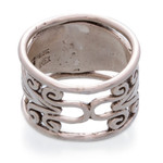 Turquoise cocktail ring, 'Color and Texture' - Modern Textured Openwork Turquoise Silver Cocktail Ring