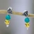 Reconstituted turquoise and amber drop earrings, 'Colorful Monarch' - Reconstituted Turquoise and Amber Butterfly Drop Earrings