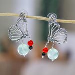 Multi-gemstone statement earrings, 'Sublime Monarch Butterfly' - Butterfly-Themed Multi-Gemstone Silver Statement Earrings