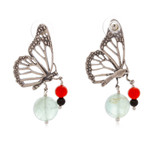 Multi-gemstone statement earrings, 'Sublime Monarch Butterfly' - Butterfly-Themed Multi-Gemstone Silver Statement Earrings