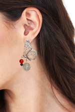 Multi-gemstone statement earrings, 'Sublime Monarch Butterfly' - Butterfly-Themed Multi-Gemstone Silver Statement Earrings
