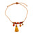 Carnelian and silk tassel bracelet, 'Tassel of Courage' - Honey-Toned Silk and Carnelian Tassel Bracelet from Mexico