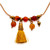 Carnelian and silk tassel bracelet, 'Tassel of Courage' - Honey-Toned Silk and Carnelian Tassel Bracelet from Mexico