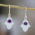 Amethyst dangle earrings, 'Wise Alhambra' - High-Polished Natural Amethyst and Silver Dangle Earrings