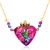 Collar colgante de papel maché chapado en oro - Collar de corazón de oro de 14k con temas de colibrí