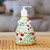 Ceramic liquid soap dispenser, 'Pastel Talavera' - Talavera-Style Floral and Leaf Ceramic Liquid Soap Dispenser