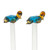 Handblown recycled glass drink stirrers, 'Sea Turtle Cheers' (pair) - Pair of Sea Turtle Handblown Recycled Glass Drink Stirrers