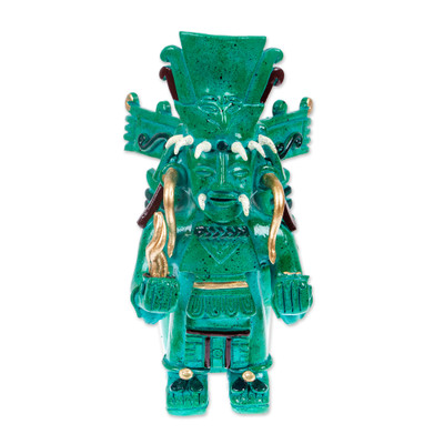 Ceramic sculpture, 'Mayan Mayapan Urn' - Traditional Mayan Ceremonial Urn-Themed Ceramic Sculpture